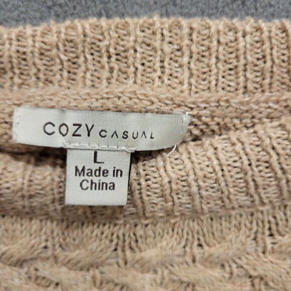 Cozy Casual Basketweave Sweater Womens Large‎ Pullover Fisherman Cozy Warm - Picture 3 of 6